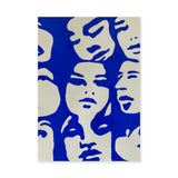 Abstract Faces Modern Line-Art Wall Art Poster – Blue and Cream Portrait Print