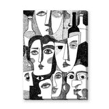 Abstract Faces Modern Line Art Wall Decor – Black-and-White Bottles