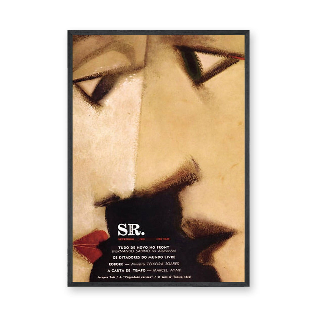 Abstract Faces Vintage Wall Art Print – Mid-Century SR. Portrait Print