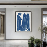 Abstract Figure Minimalist Line Art Wall Art Print – Blue Seated Portrait