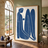 Abstract Figure Minimalist Line Art Wall Art Print – Blue Seated Portrait