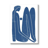 Abstract Figure Minimalist Line Art Wall Art Print – Blue Seated Portrait