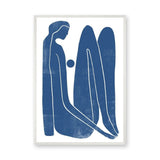 Abstract Figure Minimalist Line Art Wall Art Print – Blue Seated Portrait