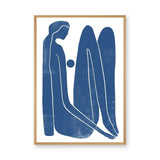 Abstract Figure Minimalist Line Art Wall Art Print – Blue Seated Portrait