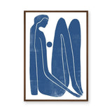 Abstract Figure Minimalist Line Art Wall Art Print – Blue Seated Portrait
