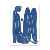 Abstract Figure Minimalist Line Art Wall Art Print – Blue Seated Portrait