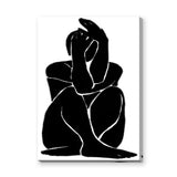 Abstract Figure Minimalist Wall Art Poster – Black-and-White Curled Line Portrait