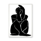 Abstract Figure Minimalist Wall Art Poster – Black-and-White Curled Line Portrait