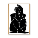 Abstract Figure Minimalist Wall Art Poster – Black-and-White Curled Line Portrait