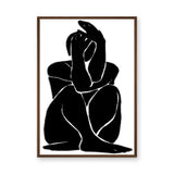 Abstract Figure Minimalist Wall Art Poster – Black-and-White Curled Line Portrait
