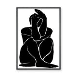 Abstract Figure Minimalist Wall Art Poster – Black-and-White Curled Line Portrait