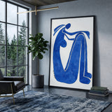 Abstract Figure Minimalist Wall Art Print – Blue Contour Portrait Print