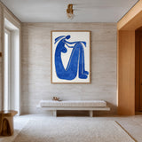 Abstract Figure Minimalist Wall Art Print – Blue Contour Portrait Print