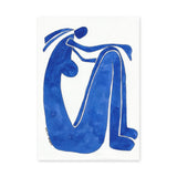 Abstract Figure Minimalist Wall Art Print – Blue Contour Portrait Print