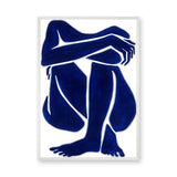 Abstract Figure Minimalist Wall Art Print – Blue Seated Line-Art Portrait