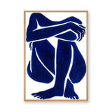 Abstract Figure Minimalist Wall Art Print – Blue Seated Line-Art Portrait
