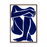 Abstract Figure Minimalist Wall Art Print – Blue Seated Line-Art Portrait