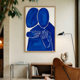 Abstract Figures Modern Wall Art Poster – Blue Embrace on White
