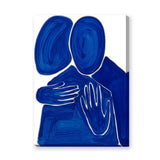 Abstract Figures Modern Wall Art Poster – Blue Embrace on White