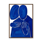 Abstract Figures Modern Wall Art Poster – Blue Embrace on White