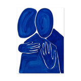 Abstract Figures Modern Wall Art Poster – Blue Embrace on White