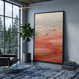 Abstract Forest Line Art Wall Art Poster – Red Contour Landscape Print