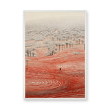 Abstract Forest Line Art Wall Art Poster – Red Contour Landscape Print