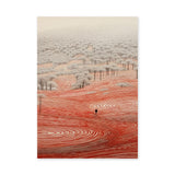 Abstract Forest Line Art Wall Art Poster – Red Contour Landscape Print