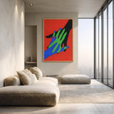 Abstract Hands Pop Art Wall Decor – Colorful Overlapping Hands on Red
