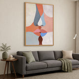 Abstract Kiss Modern Wall Art Poster – Pastel Kissing Faces Portrait
