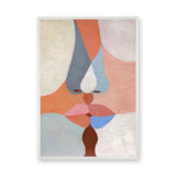 Abstract Kiss Modern Wall Art Poster – Pastel Kissing Faces Portrait