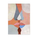 Abstract Kiss Modern Wall Art Poster – Pastel Kissing Faces Portrait