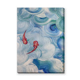 Abstract Koi Fish Modern Wall Art Print – Blue Teal Swirling Water Print