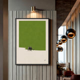 Abstract Landscape Minimalist Wall Art Print – Green Bench Scene