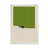 Abstract Landscape Minimalist Wall Art Print – Green Bench Scene