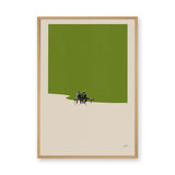 Abstract Landscape Minimalist Wall Art Print – Green Bench Scene