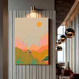 Abstract Landscape Modern Boho Wall Art Poster – Colorful Sunset Desert Print