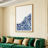 Abstract Minimalist Line Art Wall Decor – Blue Contour Lines on White