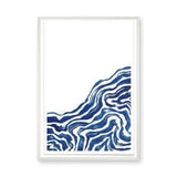 Abstract Minimalist Line Art Wall Decor – Blue Contour Lines on White