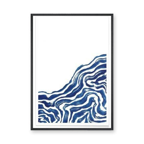 Abstract Minimalist Line Art Wall Decor – Blue Contour Lines on White