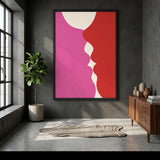 Abstract Modern Wall Art Poster – Flowing Pink Red and Cream Shapes