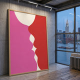 Abstract Modern Wall Art Poster – Flowing Pink Red and Cream Shapes
