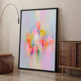 Abstract Modern Wall Art Poster – pastel drips in pink, blue, and yellow