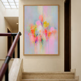 Abstract Modern Wall Art Poster – pastel drips in pink, blue, and yellow