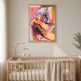 Abstract Modern Wall Art Print – Colorful Brushstroke Forms in Pink and Blue