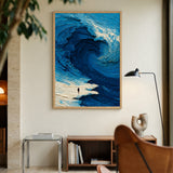 Abstract Ocean Wave Modern Coastal Wall Decor – Tiny Figure on Shore