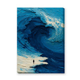 Abstract Ocean Wave Modern Coastal Wall Decor – Tiny Figure on Shore