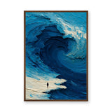 Abstract Ocean Wave Modern Coastal Wall Decor – Tiny Figure on Shore