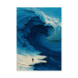 Abstract Ocean Wave Modern Coastal Wall Decor – Tiny Figure on Shore