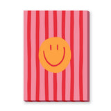 Abstract Pop Art Wall Art Poster – Pink Striped Smiley Face Print
